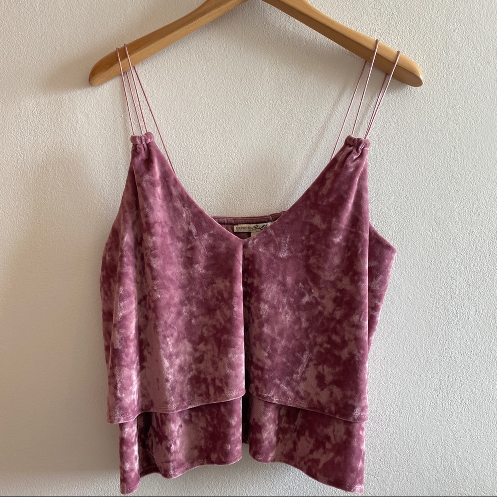 Express One Eleven Pink Velvet Crop Top